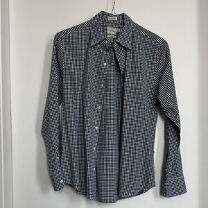 J. Crew Navy and White Gingham Shirt Size S Slim Untucked
